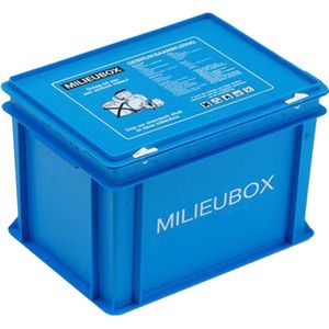 Milieubox 20 liter | Klein chemisch afval | 40x30x24 cm | Blauw met snapsluiting
