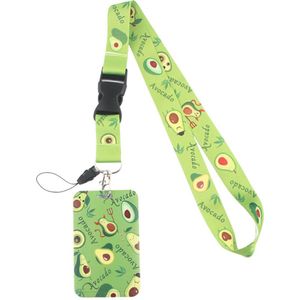 Badgehouders - pashouder met keycord happy avocado - uitschuifbaar - sleutels en passen - telefoonkoord