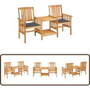 vidaXL Tuinstoelen met tafeltje en kussens Tuinmeubels - Bistroset - Acacia Hout - Tuintafel - Buitenkamer