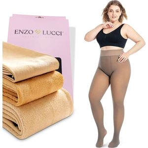 Enzo Lucci Fleece Panty voor Dames - Thermo Legging Panty’s - Plus Size Maillot - Maat S/M