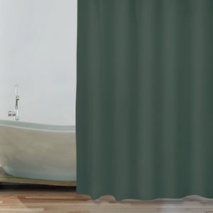 MSV Douchegordijn met ringen - donkergroen - gerecycled polyester - 180 x 200 cm - wasbaar - Voor bad en douche