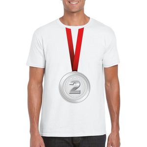 Zilveren medaille kampioen shirt wit heren - Winnaar shirt Nr 2 L