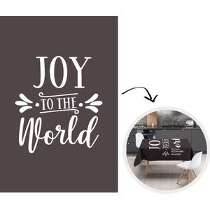 Kerst Tafelkleed - Kerstmis Decoratie - Tafellaken - 180x260 cm - Kerst quote Joy to the world met een zwarte achtergrond - Kerstmis Versiering