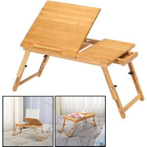 Decopatent® Laptoptafel verstelbaar - Bedtafeltje - Bamboe - Hout - Hoogte verstelbaar & Inklapbaar - Bedtafel voor Laptop - Boek
