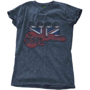 The Beatles - Guitar & Flag Dames T-shirt - M - Blauw