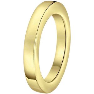 Lucardi Dames Goldplated ring plat smal - Ring - Cadeau - Moederdag - Goudkleurig