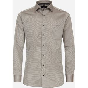 CASA MODA modern fit overhemd - dobby - bruin - Strijkvrij - Boordmaat: 40