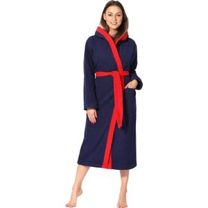 Ladeheid Dames met Capuchon - Wasmachine bestendig - 100% Katoen - Badstof - Donkerblauw – XL - LA-LA40-191-DG