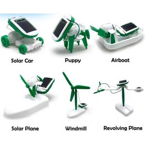 WiseGoods Solar Power Robot Bouwpakket Kit - DIY Educatief Speelgoed Zonne Energie - Leerzaam Bouwpakket - 6 in 1 - Wit/Groen