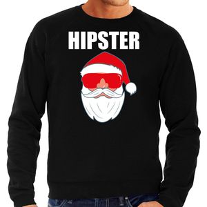 Foute Kerst sweater / Kerst trui Hipster Santa zwart voor heren- Kerstkleding / Christmas outfit S