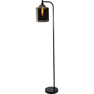 KLIMliving vloerlamp Chiloé - Staande lamp - Zwart - Smoke - 168cm - E27 - Woonkamer vloerlamp - Vloerlamp industrieel - inclusief lichtbron