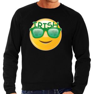 St. Patricks day sweater zwart voor heren - Irish emoticon - Ierse feest kleding / trui/ outfit/ kostuum L