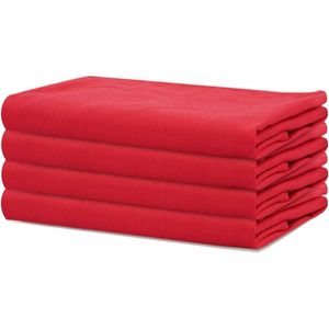 Pakket van 4 oversizede 100% katoenen servetten 45cm x 45cm rood - Zware stof voor dagelijks gebruik met verstekhoeken.