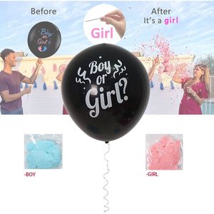 Gender Reveal Ballon Geslacht Baby Jongen/ Meisje -geslachtsbepaling-babyshower -2 delig setje blauw/roze -blauw -roze -confetti
