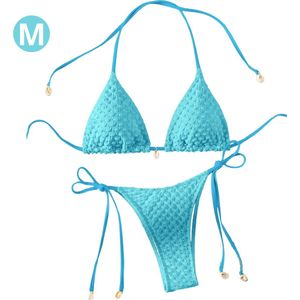 Nivard Bikini Dames - Meisjes Bikini - Badpak - Push Up - Vrouwen Badkleding - Zwemmen - Sexy Set - Top & Broekje - Blauw - Maat M