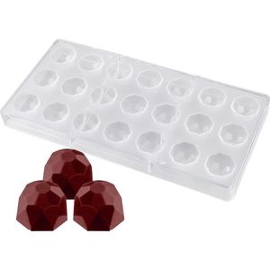 Chocoladevorm transparante pralinevorm, pralinevorm polycarbonaat DIY-chocoladevormen met 21 gaten met halve draad voor de doe-het-zelfproductie van gebak, zoetwaren bakken, chocolaatjes