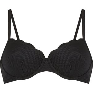 Hunkemöller Dames Badmode Niet-voorgevormde beugel bikinitop Scallop - Zwart - maat C85