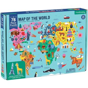 Mudpuppy geographische puzzel Wereldkaart - 78 stukjes