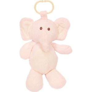 PIA Soft Toys Pluche olifant roze met rammelaar 25 cm met ophangring