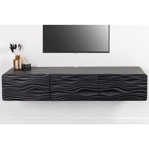 Design tv-meubel WAVE 160cm zwart massief mangohout hangend