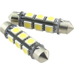C5W autolamp 2 stuks | LED festoon 43mm | 12-SMD daglichtwit 6000K | 12 Volt - 3W