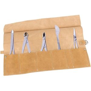 Opbergtas voor Bonsai gereedschap - tuingereedschap roltas - 385 x 225 cm - 5 sleuven - leer - tuin reparatie - gereedschapstas - camping - tuinreparatie
