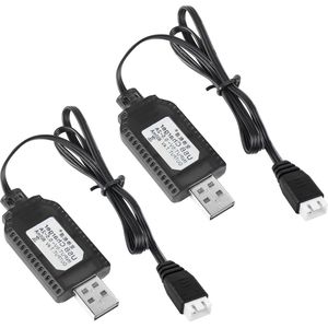 LiPo Batterij USB Oplaadkabel Set van 2 7.4V voor RC Model Voertuig, Buggy, Auto, Vrachtwagen, Boot (XH-3P)