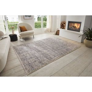 Flycarpets Terrain Designer Laagpolig vloerkleed - Sole - Crème / Grijs - 240x340 cm