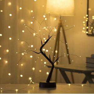 MIRO Lichtboom Zwart - Lichttakken - Warm Wit Licht - Led - USB & Batterij - Kerst - Woonkamer - Slaapkamer - Decoratie - Nachtlampje - Aan & Uit Knop