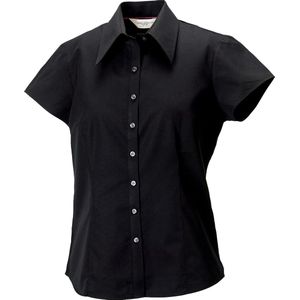 Russell Collectie Dames/dames korte kapmouwtje Tencel® Gevoerd overhemd (Zwart)
