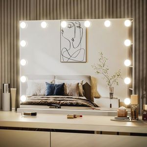 Make-up Spiegel met LED Lampen en Geheugenfunctie - Dimbare Cosmetica Spiegel met Touch Control en Wandmontage
