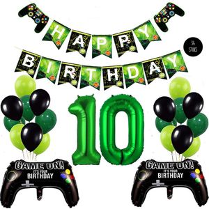 Snoes Mega Game Gamers Helium Verjaardags Ballonnen Feestdecoratie Green Cijfer Ballon nr 10