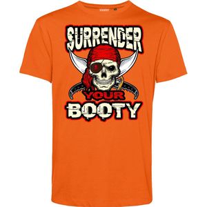 T-shirt Surrender Your Booty | Halloween Kostuum Volwassenen | Halloween | Foute Party | Oranje | maat 3XL