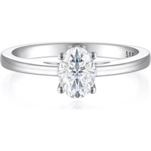 Eloise - 14k Witgouden Ovaal Solitair Moissanite Ring - 0.9 karaat