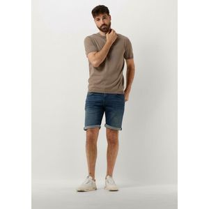 PURE PATH Knitted Shortsleeve With Chest Print Polo's & T-shirts Heren - Polo shirt - Taupe - Maat S