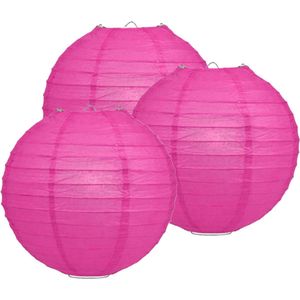 Luxe bol feest lampion - 8x - fuchsia roze - dia 25 cm - papier - Feestartikelen/versieringen