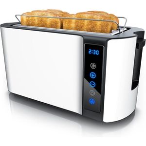 Broodrooster Lange Sleuf - Broodrooster - Toaster - Extra Lange Sleuven - Longslot - Warmteniveaus - RVS - Voor Heerlijke Boterhammen - Ontdooi- En Opwarmfunctie - Incl. Kruimellade - Kruimelplaat - Kruimelopvang - Warmte-isolerende Behuizing