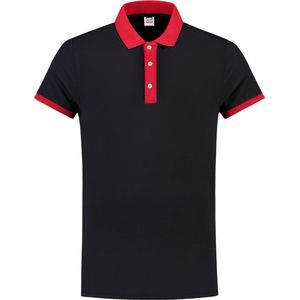Tricorp poloshirt bi-color fitted - Casual - 201002 - navy-rood - maat XXS
