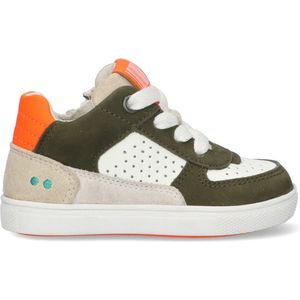 BunniesJR 224303-569 Jongens Lage Sneakers - Groen/Grijs/Wit/Oranje - Leer - Veters