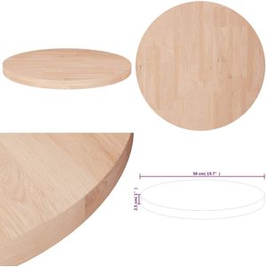 vidaXL Tafelblad rond Ø50x2,5 cm onbehandeld massief eikenhout - Tafelblad - Tafelbladen - Houten Tafelblad - Blad