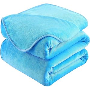 Plaid Dikke Fleece Deken 220x240 cm Hemelsblauw Zacht en Warm Dubbele Beddeken en Flanellen Sofa Throw Dubbelzijdig Omkeerbaar