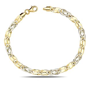 Juwelier Zwartevalk 14 karaat gouden bicolor armband - ZV 393/19,5cm
