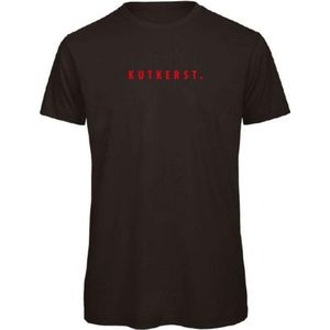 Kerst t-shirt zwart S - Kutkerst - rood - soBAD. | Kerst t-shirt soBAD. | kerst shirts volwassenen | kerst t-shirt volwassenen | Kerst outfit | Foute kerst shirts