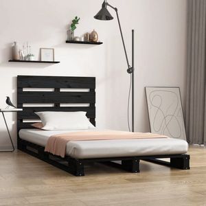 The Living Store Houten Bed - Bedframe 190 x 75 x 80 cm - Massief grenenhout - Zwart