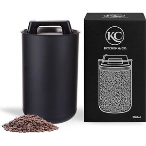 SHOP YOLO-voorraadpotten- Luchtdicht Koffieblik met CO2 Uitlaat - Bewaarblik voor Koffie-Koffiebonen-Thee-Suiker-roestvrij staal bewaarblik-2800 ml