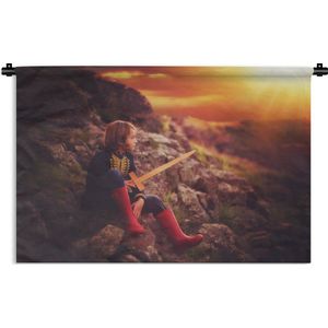 Wandkleed Prinsen en prinsessen - Een jonge prins kijkt uit over zijn domein Wandkleed katoen 120x80 cm - Wandtapijt met foto