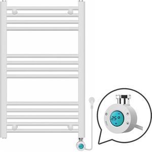 Handdoekradiator Elektrisch met Digitale Thermostaat - Radiator Badkamer - 800 × 500 mm - Mat wit - 300 Watt