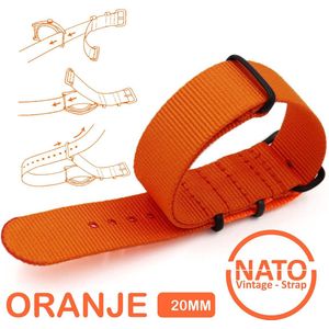 20mm Premium Nato Strap ORANJE met zwarte gesp - Vintage James Bond - Nato Strap collectie - Mannen - Vrouwen - Horlogeband - 20 mm bandbreedte voor oa. Seiko Rolex Omega Casio en Citizen