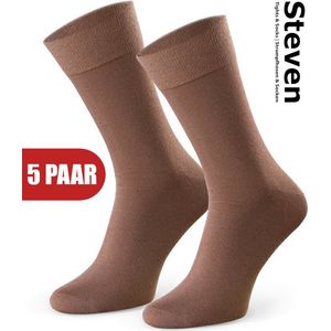 STEVEN - Katoen Heren Sokken Bruin - Multipack 5 Paar - Maat 45 46 47 - Luxe Mannen Sokken - Hoogwaardige Kwaliteit - Naadloos - Voor onder een Pak - MADE in EU