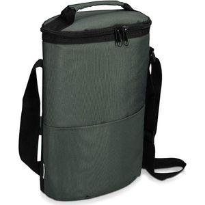 Koeltas voor 2 Wijnflessen - Prosecco Wijnkoeler voor 2 Flessen - Bierkoeler voor 4 Blikjes - Flessentas Grijs met Schouderband bottle bag